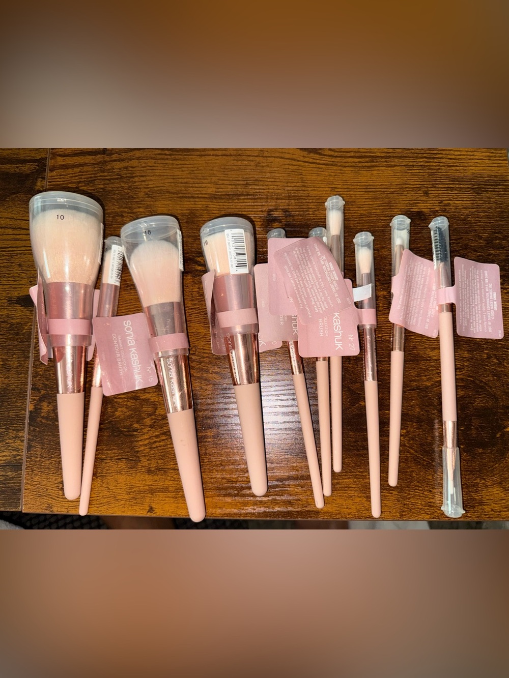 Sonia Kashuk 10-Piece Blush Pink and Rose Gold Makeup Brush Bundle NWT